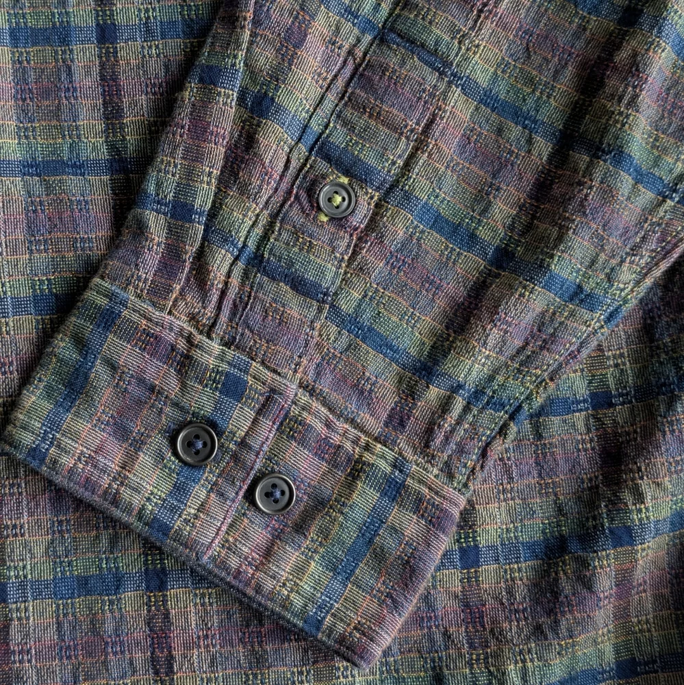 Carbon2Cobalt Plaid Men's Button Down Shirt (Size Large)‎